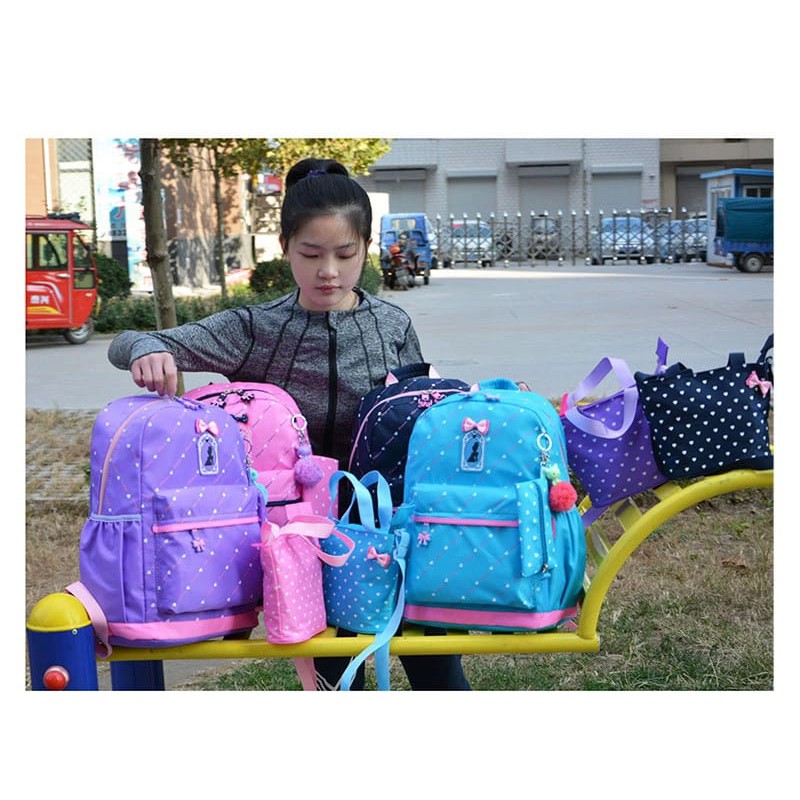 Tas Ransel Anak_Tas Ransel Cewek_Tas Sekolah_ Tas Sekolah Anak_Tas 4 IN 1Motip Sinderela