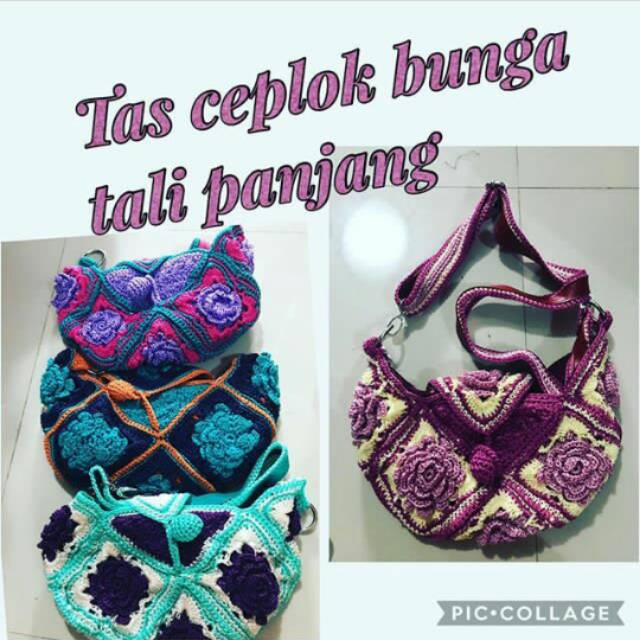 Tas rajut CEPLOK bunga mawar