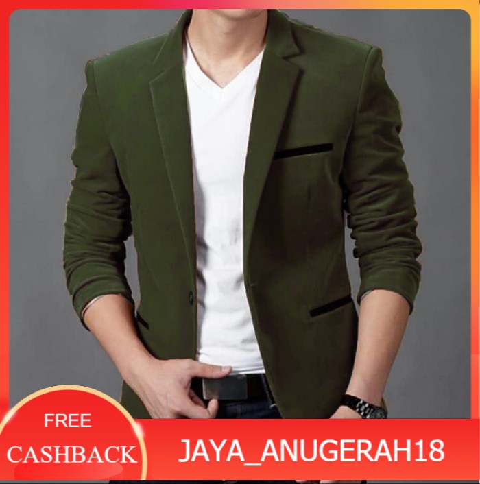 [Blazer Wily army OT] jas pria katun stretch hijau army