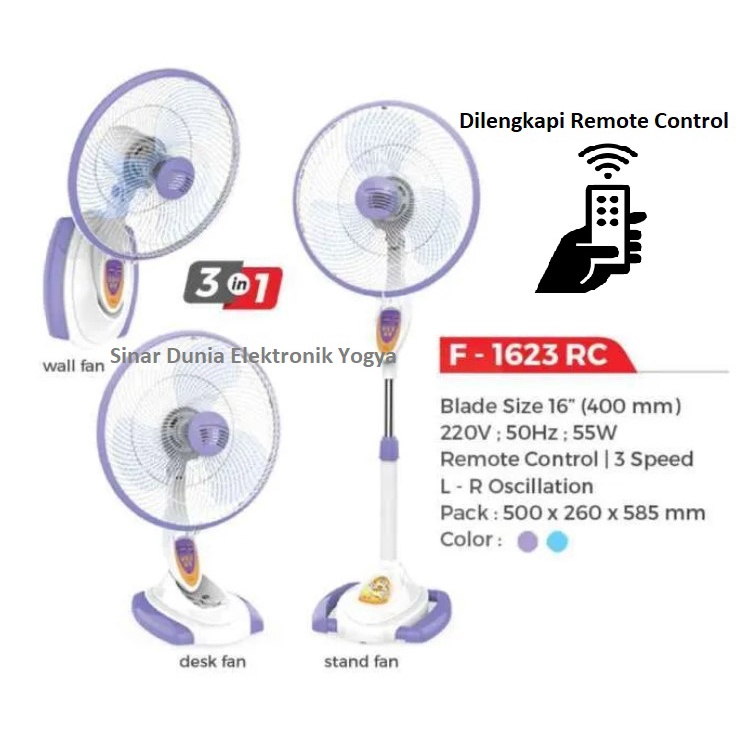 Maspion Kipas Angin Berdiri 16&quot; Remote Control 3in1 F1623 RC F-1623RC