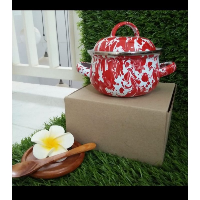 panci enmel /panci enamel blirik merah 12cm