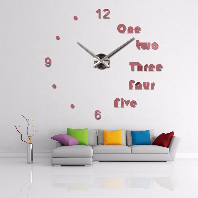 Jam Dinding Besar DIY Giant Wall Clock Quartz Creative Design Aryclic Underline &amp; Angka - Black