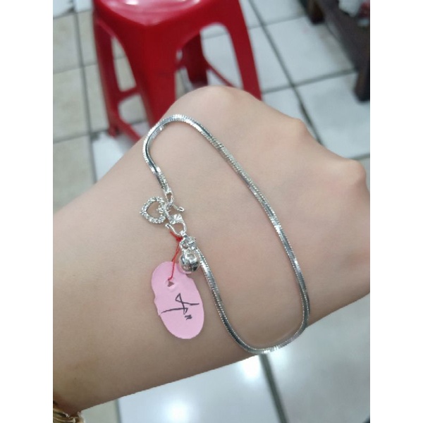 Gelang rantai flexi+1bel S925 / perhiasan perak 925 berlapis emas