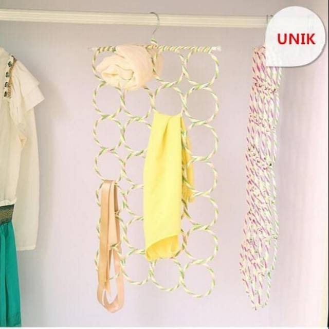 Gantungan jilbab lipat / hanger dasi / syal / 28slot lubang
