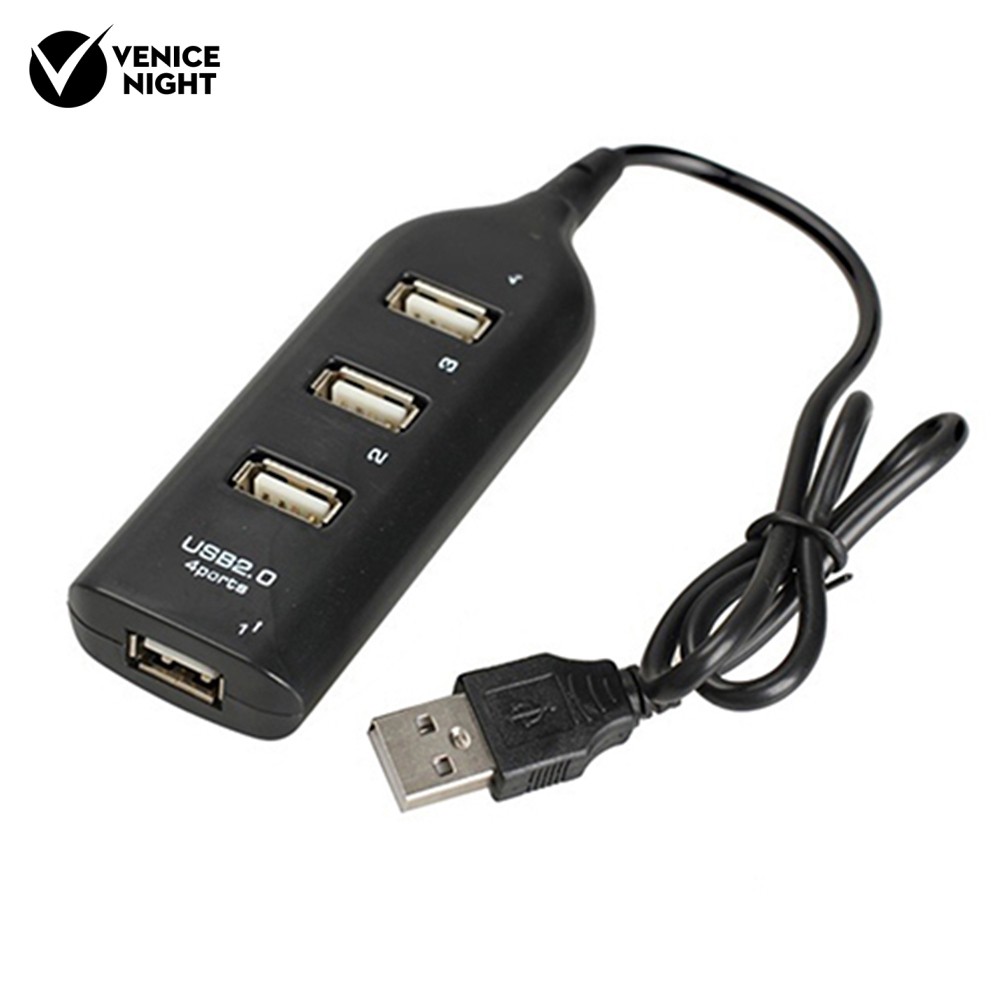 Hub Splitter 4 Port Usb 2.0 Kecepatan Tinggi Warna Hitam Multifungsi Untuk Pc