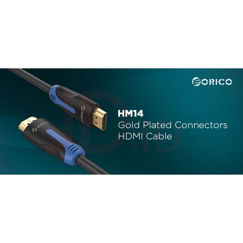 Cable hdmi 1.4 Orico 1m gold plated m-m 4k 3d hdcp 32awg HM14-10 - kabel Hdtv 19 pin 1 meter 3d male