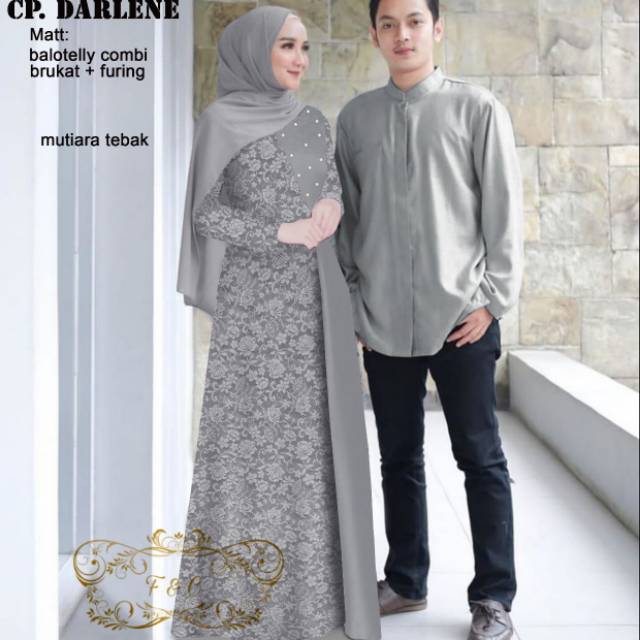 Couple gamis brukat desna sarimbit suami istri jumbo bigsize