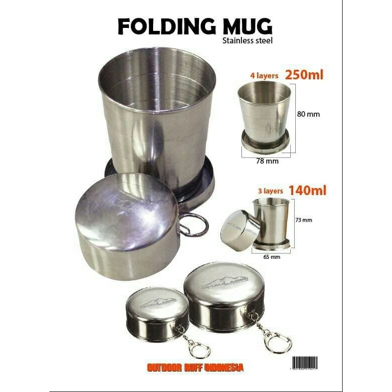 Mug Stainless 150ml Gelas Lipat 3 Layer Folding Camping Dhaulagiri