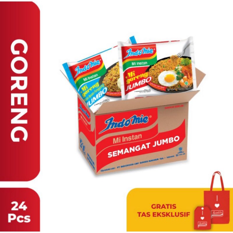 

1 dus isi 24 indomie semangat jumbo free tas lipat