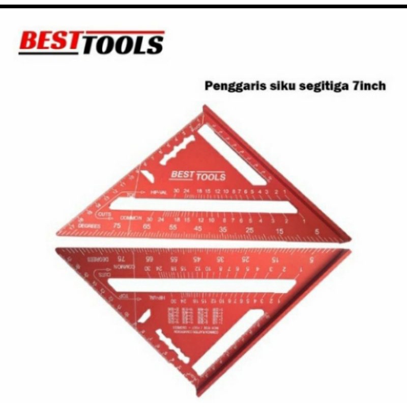 

speed square 7inch red Wood working penggaris siku segitiga