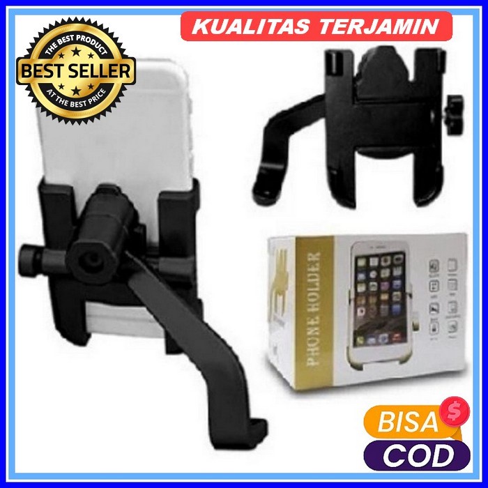 Smartphone Holder Sepeda Handle Bar Bike Mount / Holder Hp Stang Sepeda Motor Full Besi Beat Robot W