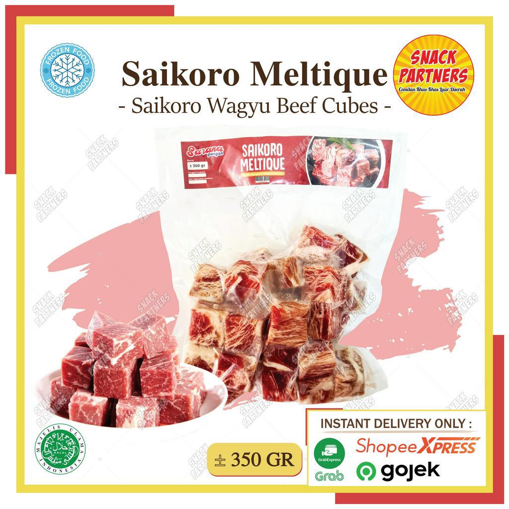 

SAIKORO MELTIQUE - Wagyu Beef Cubes 350 GR (PENGIRIMAN INSTANT ONLY) - Daging Sapi Premium Potong Kotak - FROZEN FOOD - Steak BBQ Panggang Yakitori US Australia Jepang