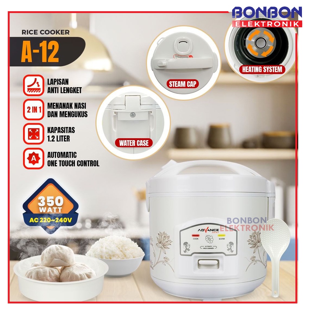 Advance Rice Cooker 1.2L A12 / Penanak Nasi Magic com 1.2 Liter A-12