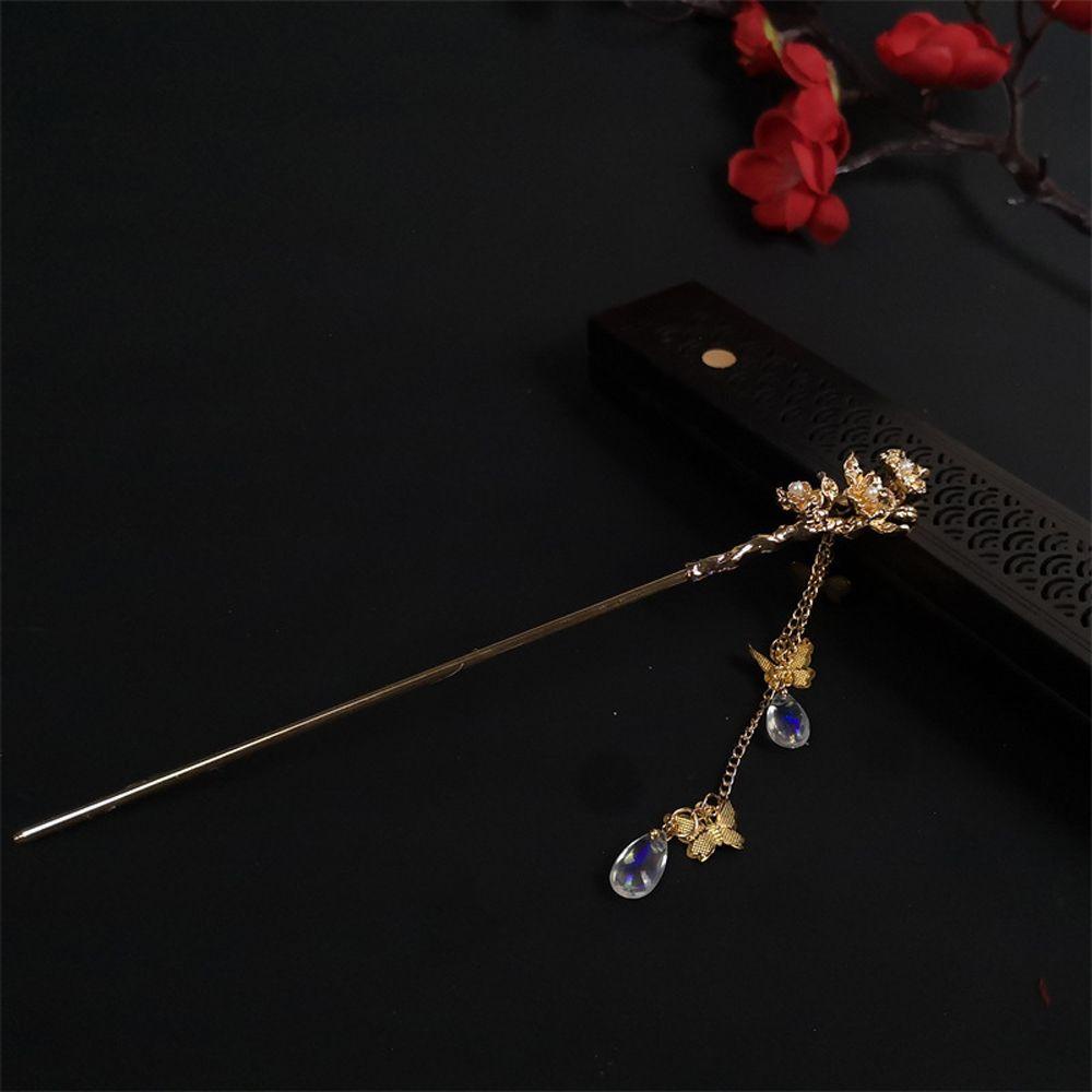 Needway   Hanfu Rambut Stik Antik Kupu Vintage Jumbai Rambut Sumpit Hiasan Kepala Magic Hairpin Hairstyle Alat Desain Mutiara Manik Hair Pin Sticks