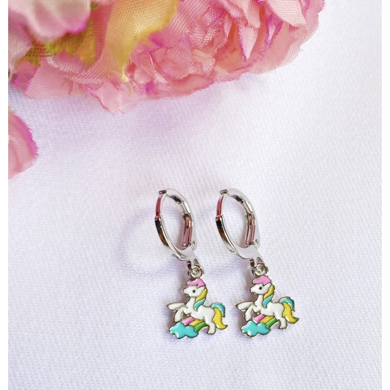 Anting Anak Titanium Silver Rainbow Unicorn