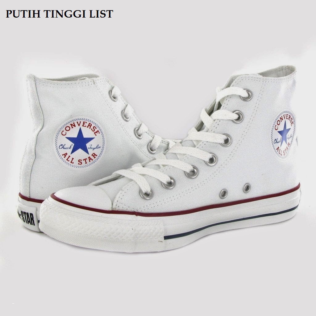 Supplier sepatu Allstar Classic Low Sepatu Sneakers Alstar Convers TINGGI Warna  PUTIH LIST Bahan Canvas