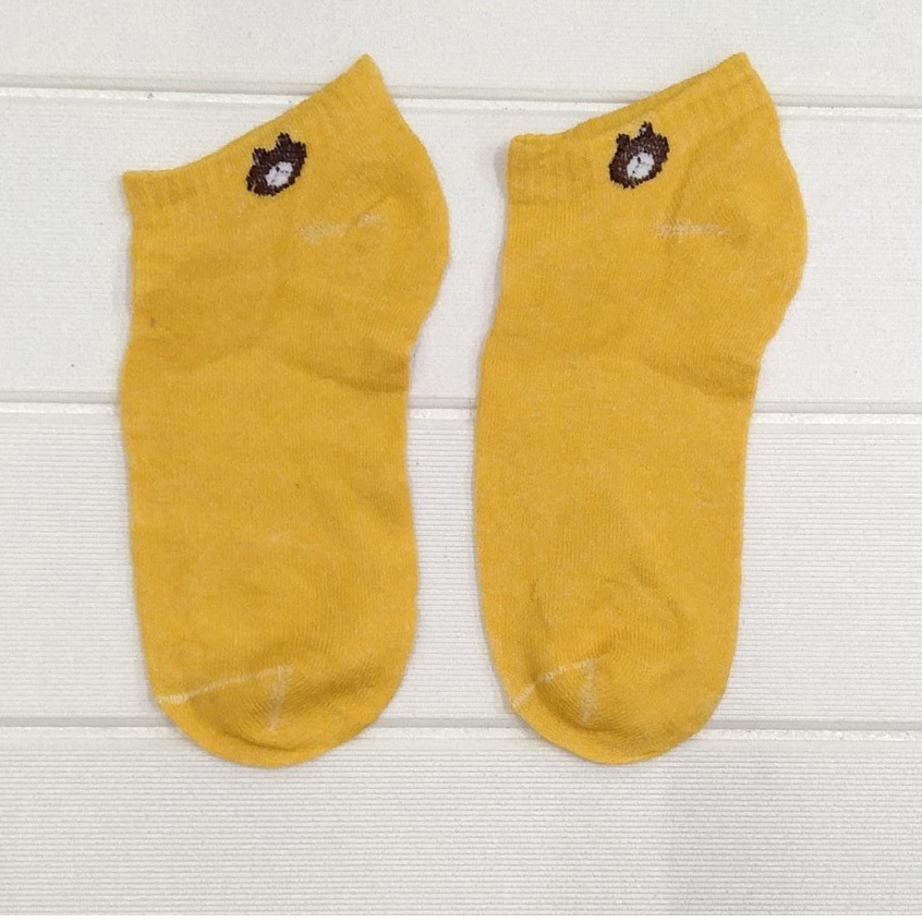 ✧YUKSHOPING✧ Kaos Kaki Fashion Unisex Motif Line Beruang Brown Wanita Pria Murah R109 K010-MOTIF 1 KUNING