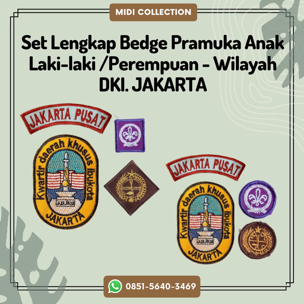 Set Lengkap Bet/Bedge Pramuka Anak Laki-laki/Perempuan PENGGALANG DKI. JAKARTA