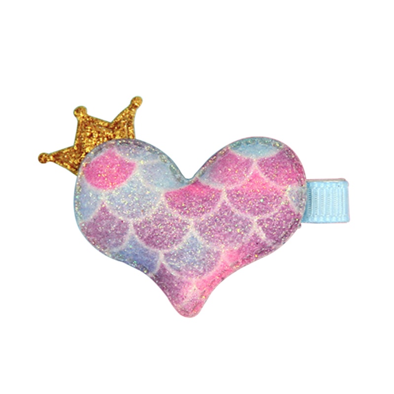 Zzz 1Pc Rainbow Heart Hair Clip Glitter Jepitan Sisik Ikan Crown Princess Barrette