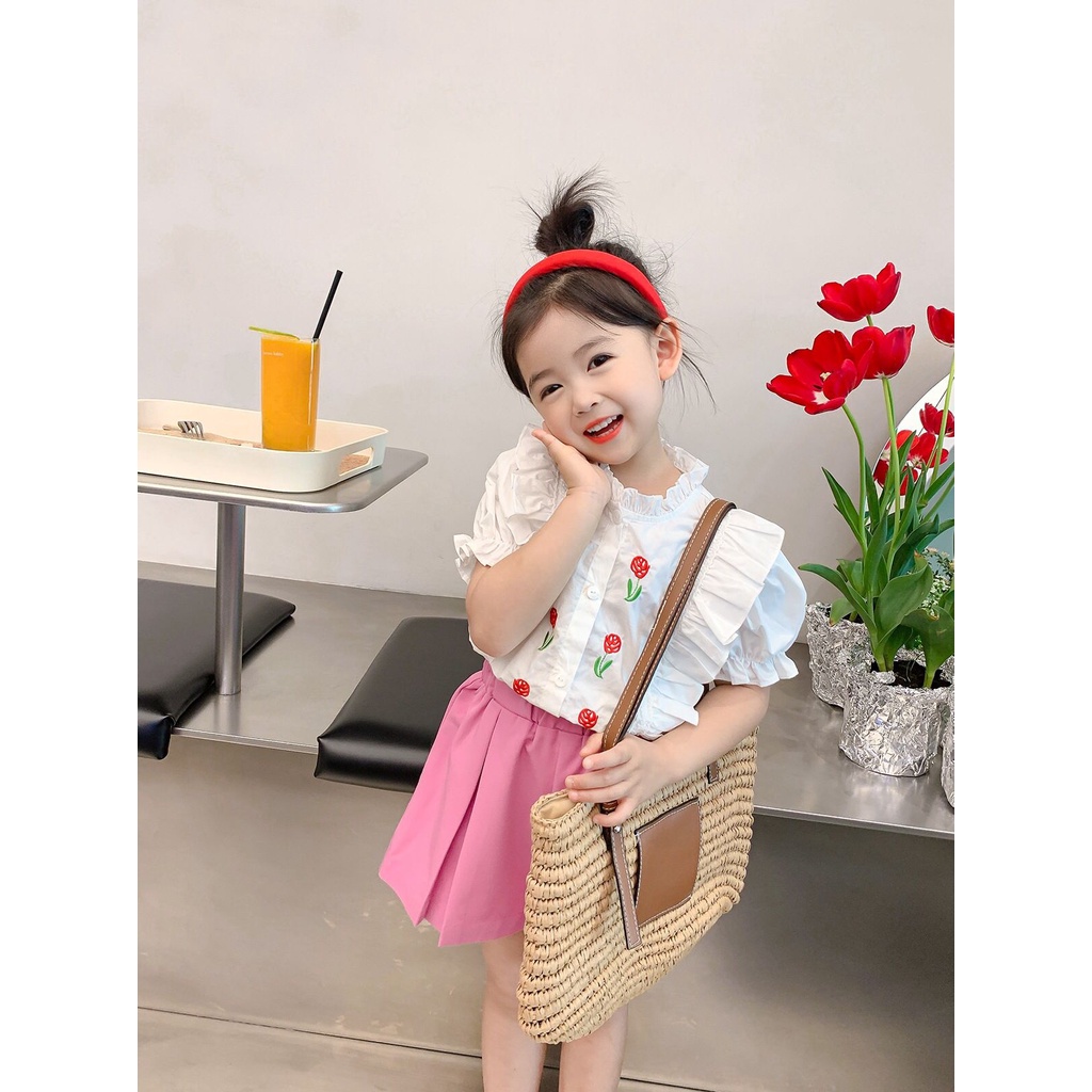 (LOLI-JKT) BS-278 SET ANAK CEWEK MAWAR PANTS UNGU SIZE 100-140