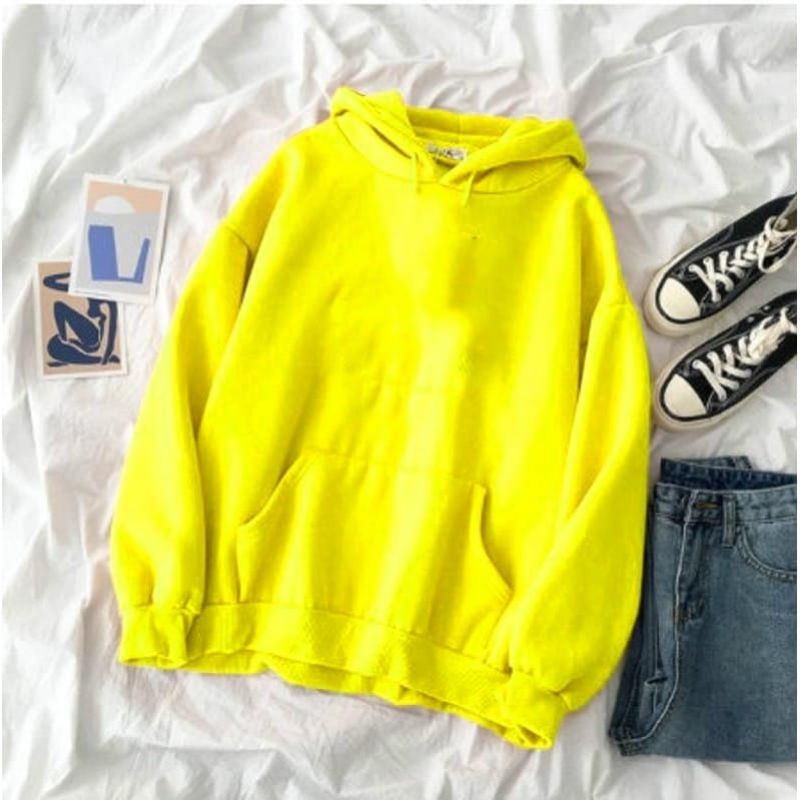 LyfashionStore Sweater Hoodie Wanita KING POLOS-Kuning