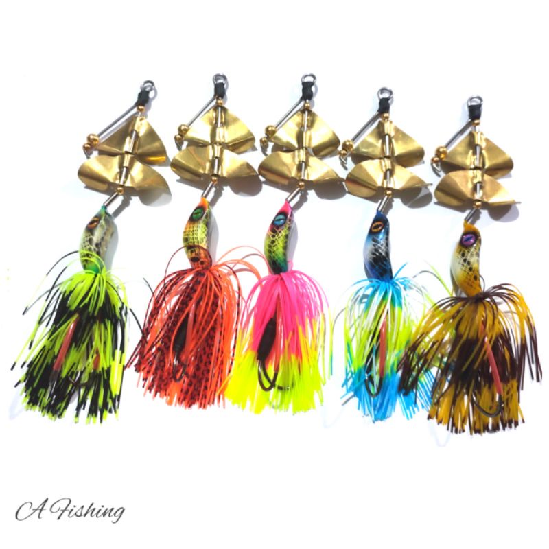 NEW !! SLASH BAIT DOUBLE PROPELER LONCENG RZL LURE I UMPAN CASTING IKAN GABUS DAN TOMAN