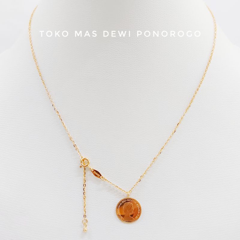 SET LIONTIN DAN ANTING EMAS MODEL KOIN Emas Asli Kadar 8K/375% Yellow Gold