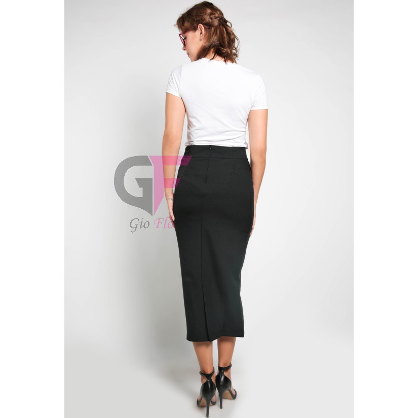 GIOFLO Busana Wanita Rok Panjang Elegan Simple Hitam / ROK 158