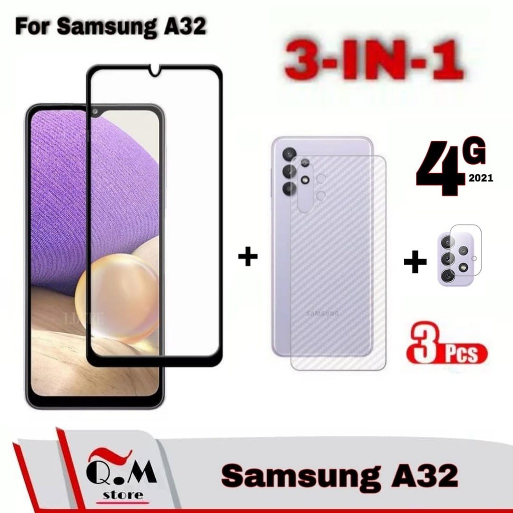 Paket 3in1 Tempered Glass Samsung A52 Samsung A72 Samsung A32 Anti Gores Pelindung Layar