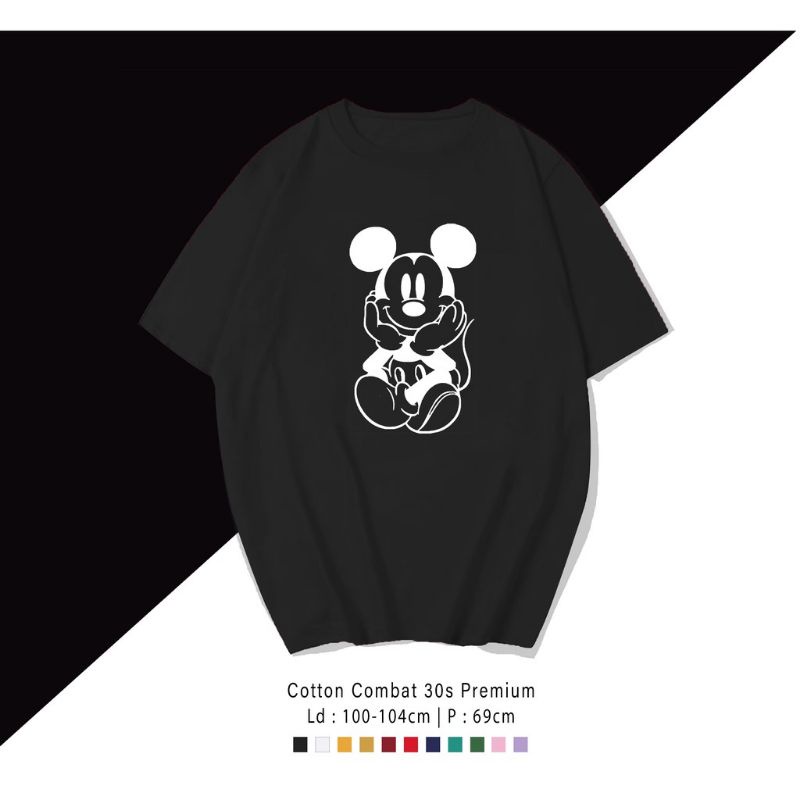 T-SHIRT/TUMBLR TEE/KAOS MICKEY MOUSE WHITE BLACK UNISEX