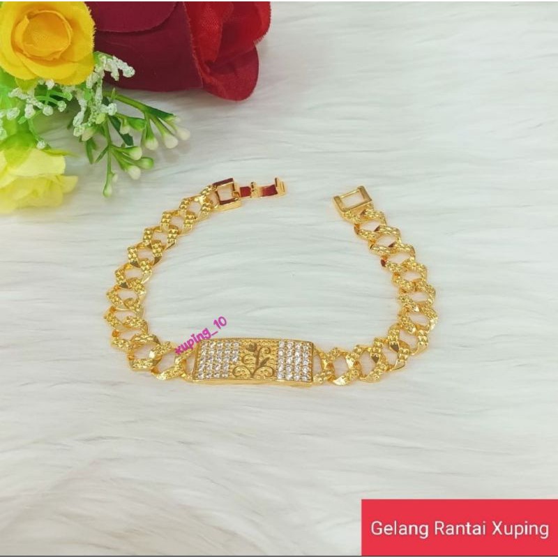 Gelang xuping lapis emas rantai batu permata zircon gold AC1095