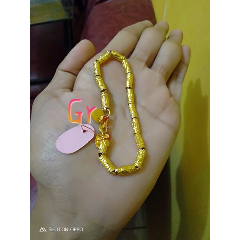 GELANG BAMBU UKIR LAPIS EMAS 24K