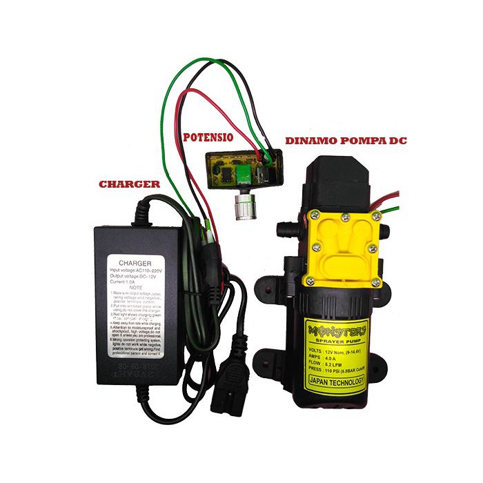 Paket Set Dinamo Dc 12 Volt Cas Aki dan Pengatur Kecepatan