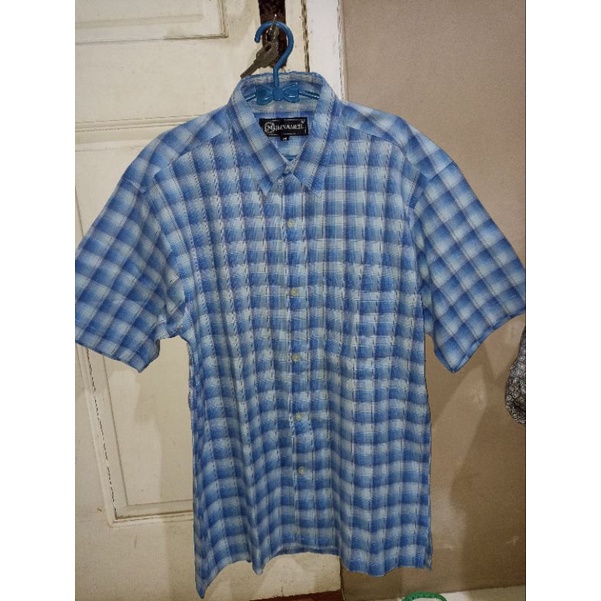 kemeja pria kotak biru preloved/bekas