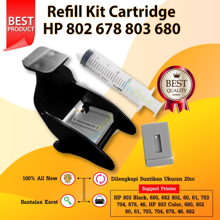 Refill Kit 802 803 703 704 678 680 Tool Kit Penyedot Tinta Cartridge Printer HP GT52 GT52 46 GT5810