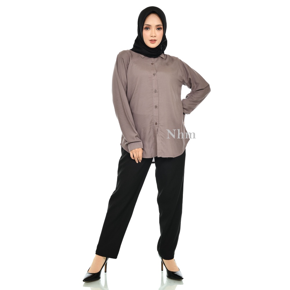 Kemeja Wanita Polos katun Rayon, Kemeja Kerja Casual Basic