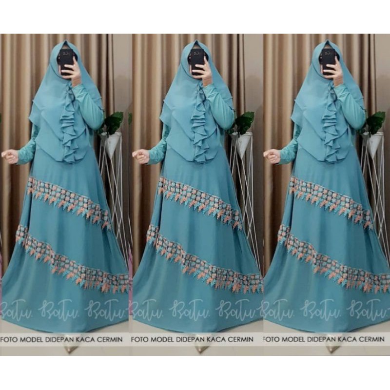 Set syari Ceruty renda/ gamis RATU PREMIUM