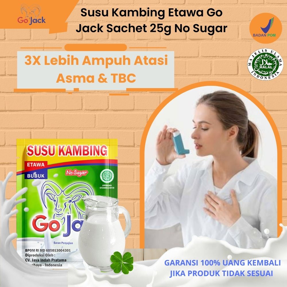 

Go Jack Susu Kambing Etawa Murni Original Tanpa Gula Kemasan Sachet 25g Bubuk Putih Full Cream Minuman Kesehatan Tinggi Kalsium Pelancar Asi Booster Obat Nyeri Sendi Dan Tulang Osteoporosis Mengatasi Masalah Asma Sesak Nafas Paru Paru Tbc Kolesterol NoSug