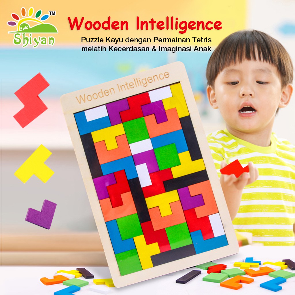 Shiyan Russian block mainan puzzle kayu tangram ukuran Shiyan Russian block mainan puzzle kayu tangram ukuran