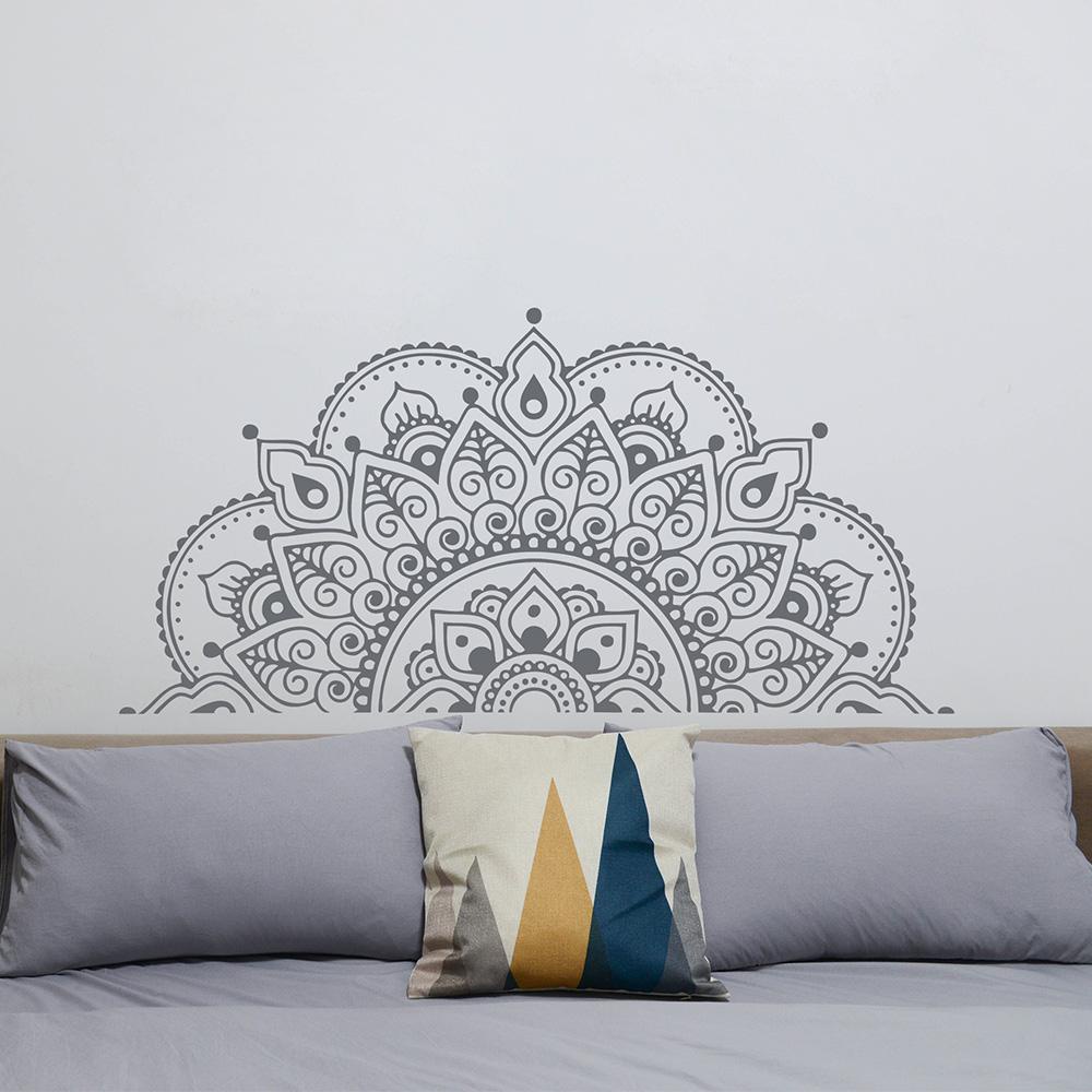 R-bunga Mandala Stiker Dinding Rumah Kamar Tidur Wall Decal Setengah Mandala Decal