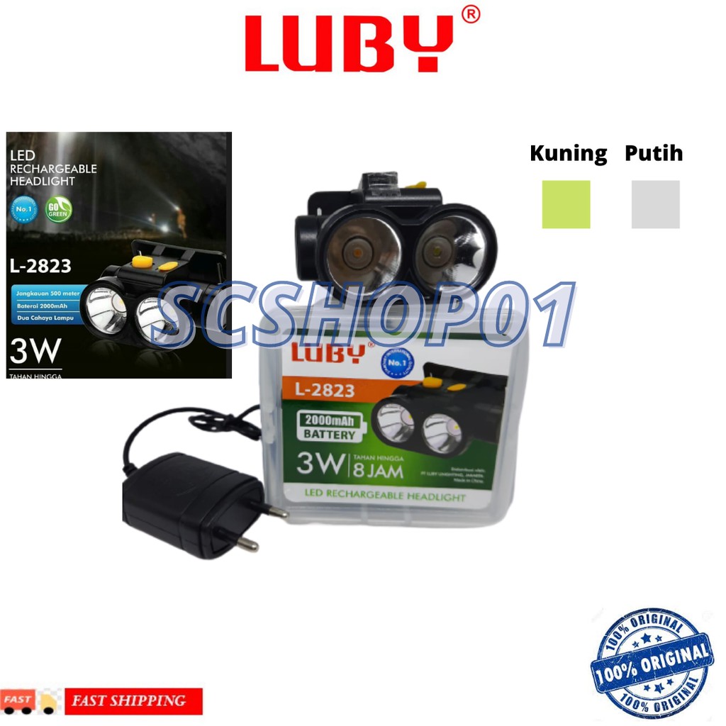 Luby Senter kepala 3 watt (Nyala lampu 2 warna) L 2823