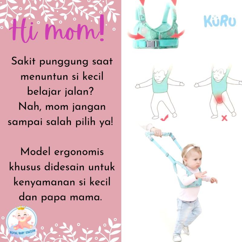 New Model Baby Walking Assisten Sabuk Alat Bantu Belajar Jalan Bayi Anak Lucu Aman