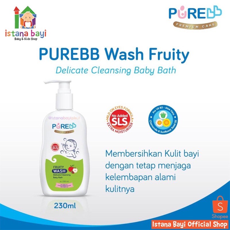 PureBb Wash 2in 1  230 ml Fruity / Freshy - Shampoo sabun bayi