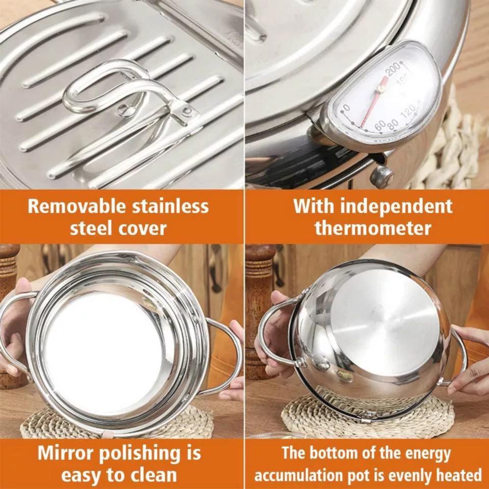 Deep fryer pot thermometer / panci penggoreng suhu tinggi / alat penggorengan dengan tirisan stainless 8220