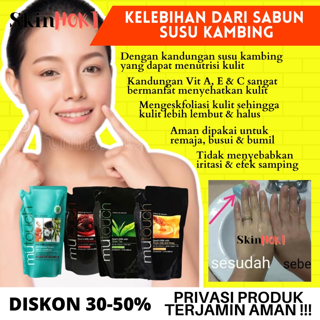 SABUN MANDI CAIR PEMUTIH BADAN PERMANEN MU TOUCH SHOWER CREAM 800ML REFIL SABUN CAIR PENGHARUM TUBU ORIGINAL