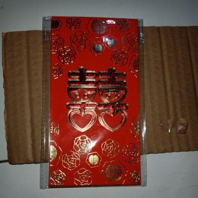 Amplop angpao merah shuang xi emas 4 perlengkapan sangjit  