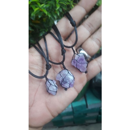 kalung batu kecubung asihan ungu natural alami