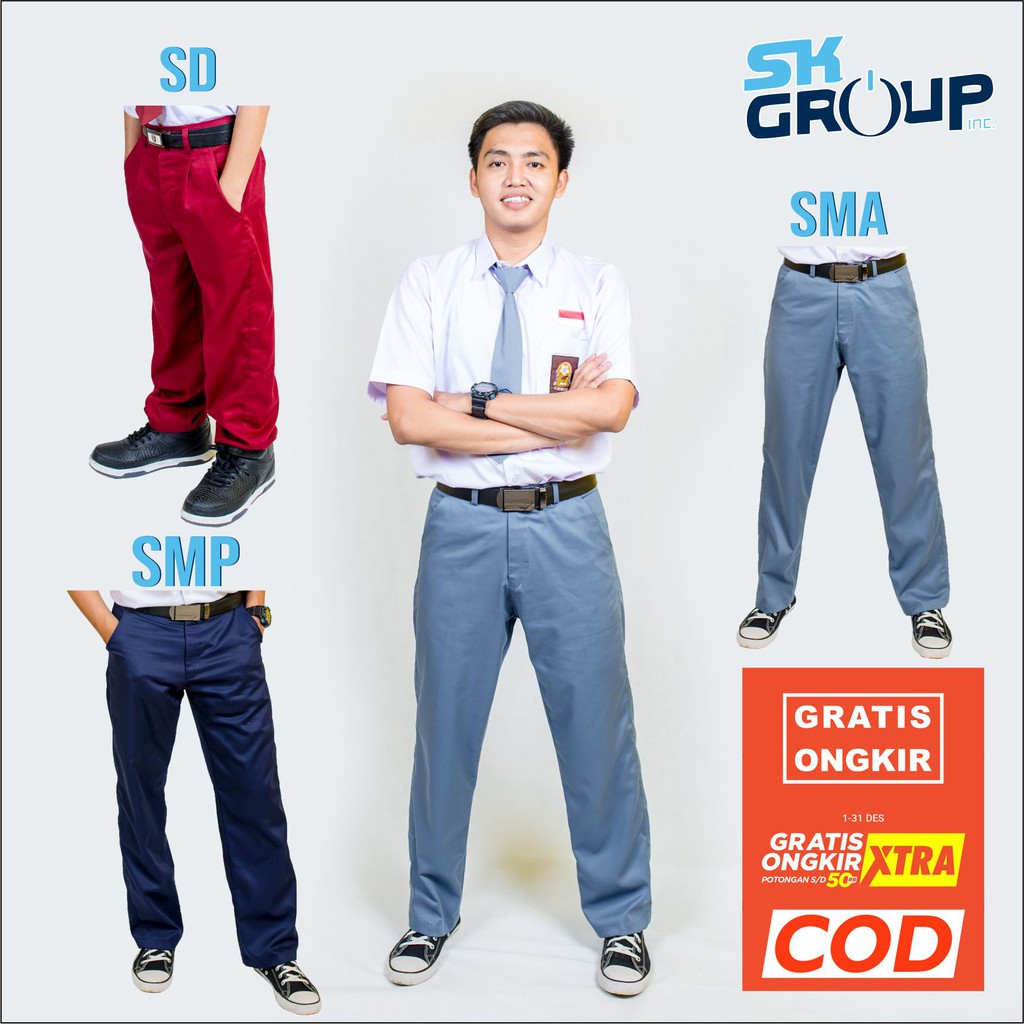 Sragam Bawahan Pria SD SMP SMA Osis dan Pramuka/ Celana Pria SD SMP SMA Osis dan Pramuka