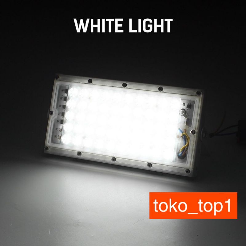 Lampu Led Sorot 12v dc  50w putih Kap Big Power Floodlight DC 12V 50W + Kabel jepit aki 1.5m/ kap