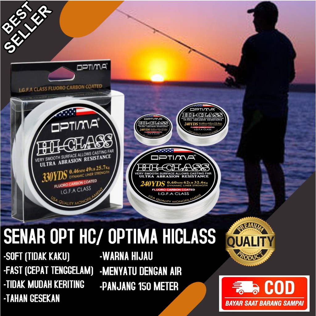 PROMO (CUCI GUDANG) SENAR OPT HC/ OPTIMA HICLASS FLUOROCARBON SENAR PANCINGAN MURAH ALAT PANCING TOP